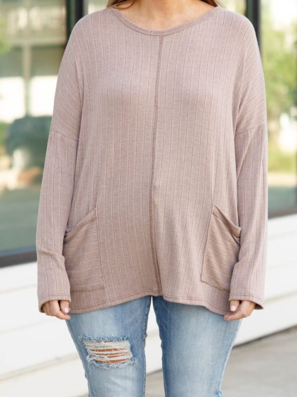 CHIC SOUL I Cattail Tunic Top, Mocha - Picture 4 of 6